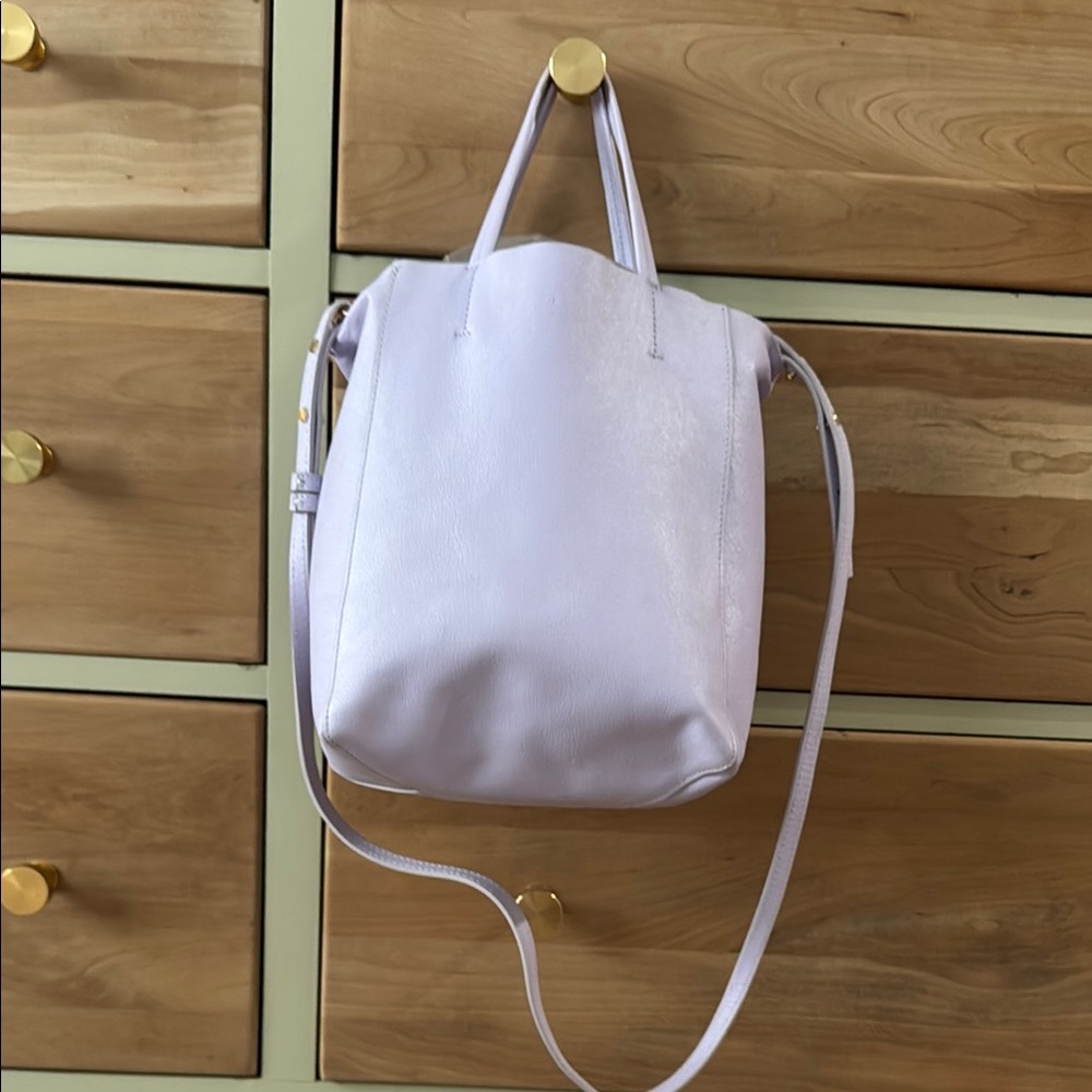 Genuine Leather Lavender Bucket Bag